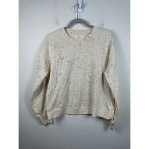 Anthropologie Paint Splatter Crewneck Sweatshirts Size Small Cream EUC